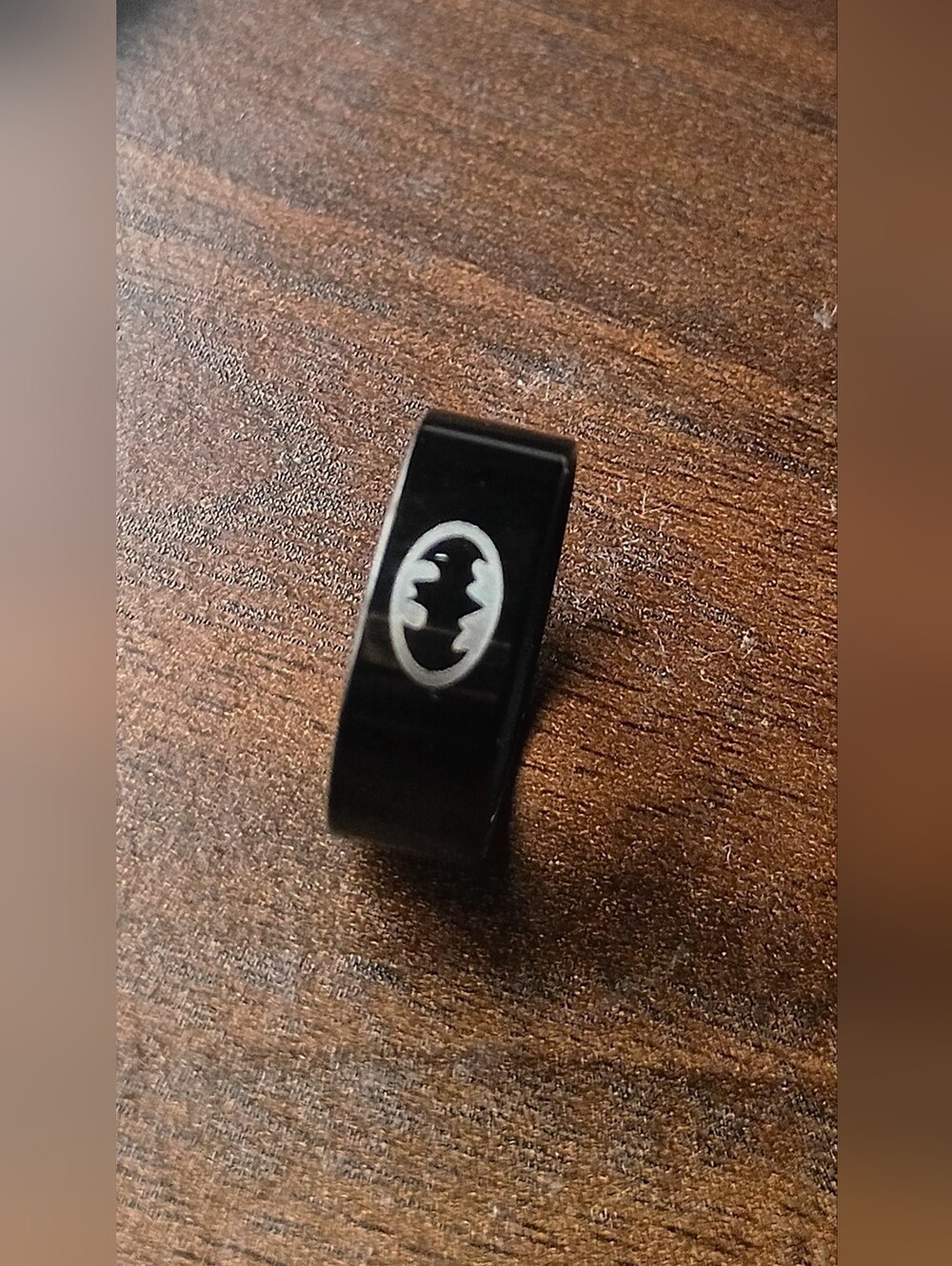 Stainless Steel Black Bat Emblem Ring Size 8.5